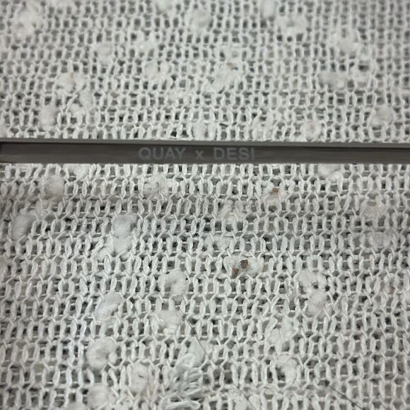 QUAY X Desi High Key Silver and Blue Mirrored Rimless Aviator Sunglasses - Picture 10 of 12